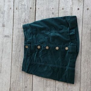 Copper Key Girls Small Pine Green / Emerald Green Button Front Skirt Holiday